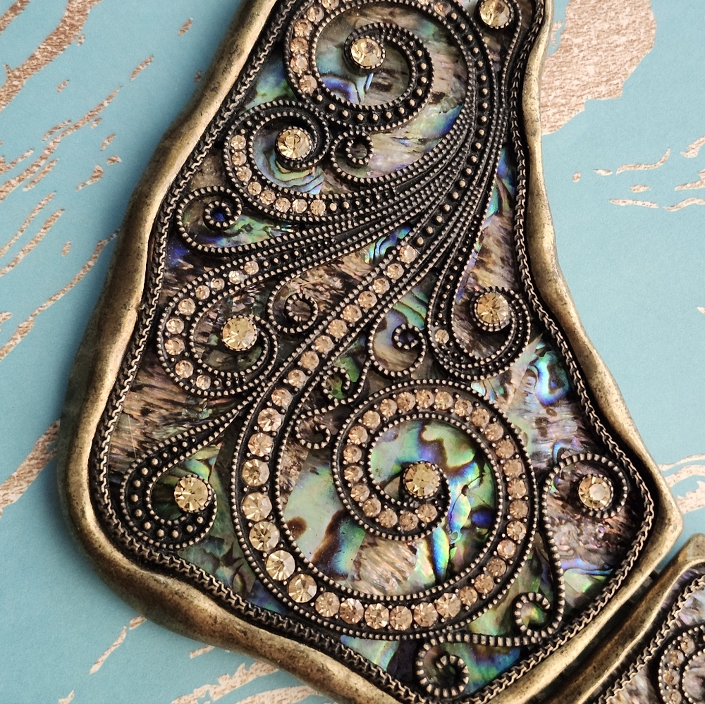 Abalone Shell Chunky Necklace Statement - image 5